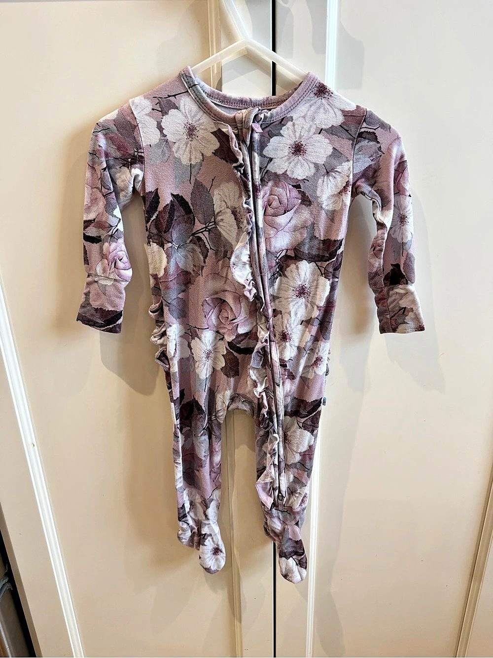 Posh peanut 3-6m Floral Footie Baby in Pink & Purple